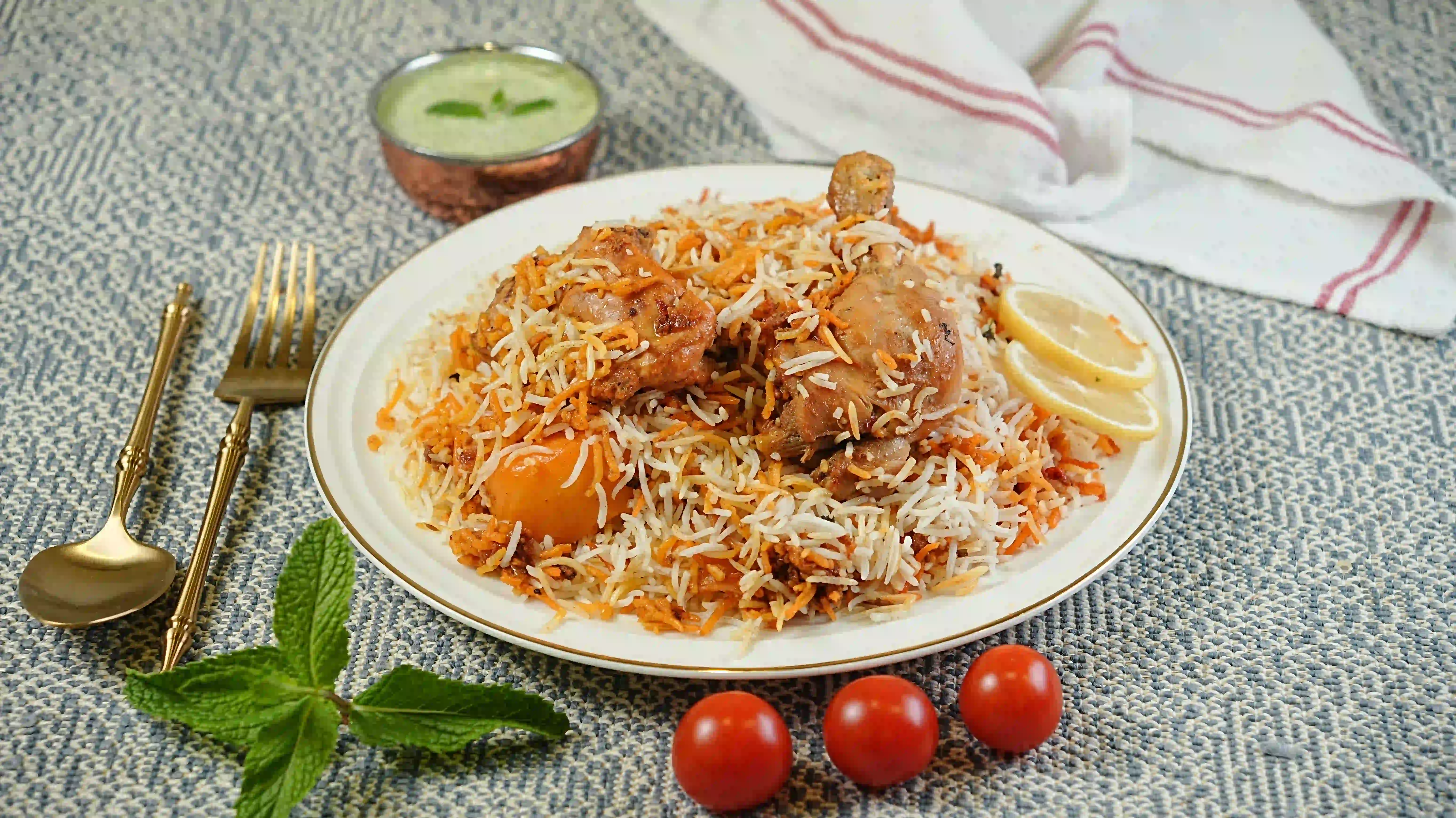 Biryani served for Tuesday mess dinner at Zafran Kitchen Ajman